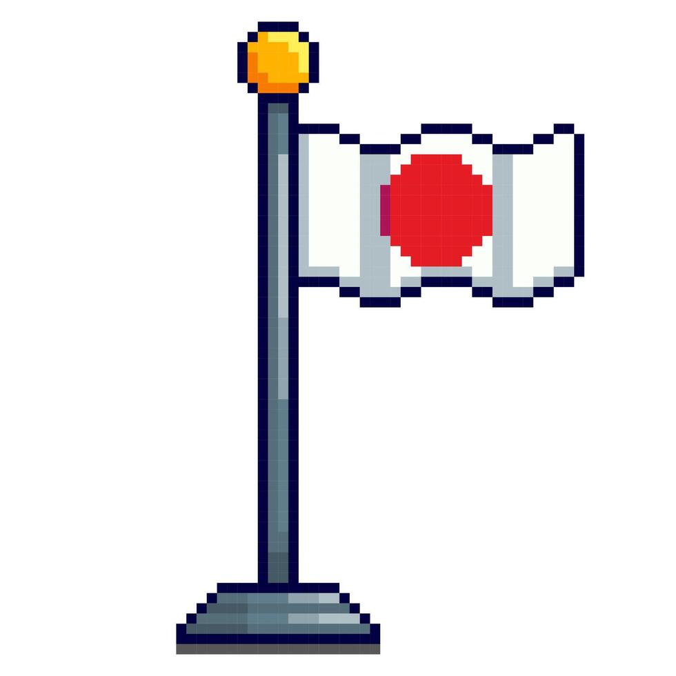 Pixel art Japan Flag game asset design vector
