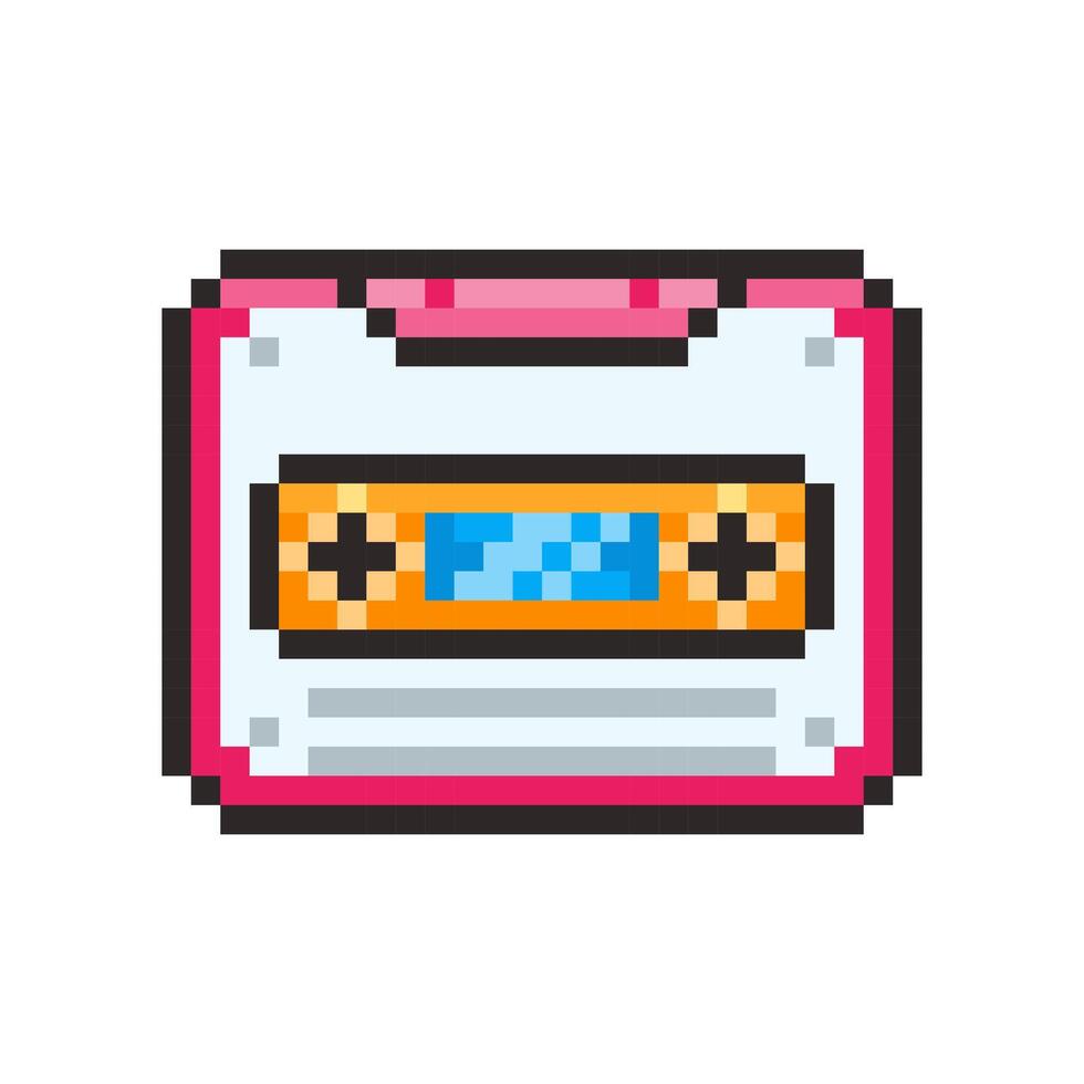 Pixel art a Cassette Tape game asset design vector