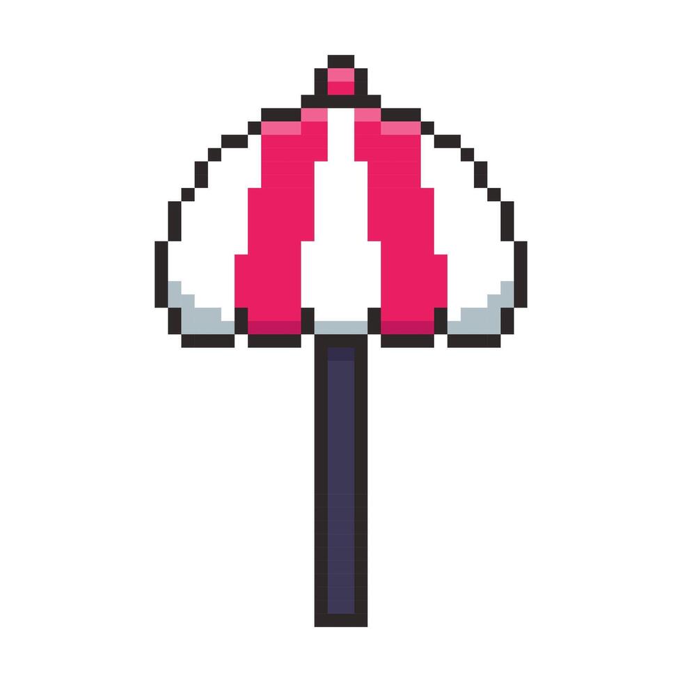 Pixel art Beach Umbrella Icon game asset design vector