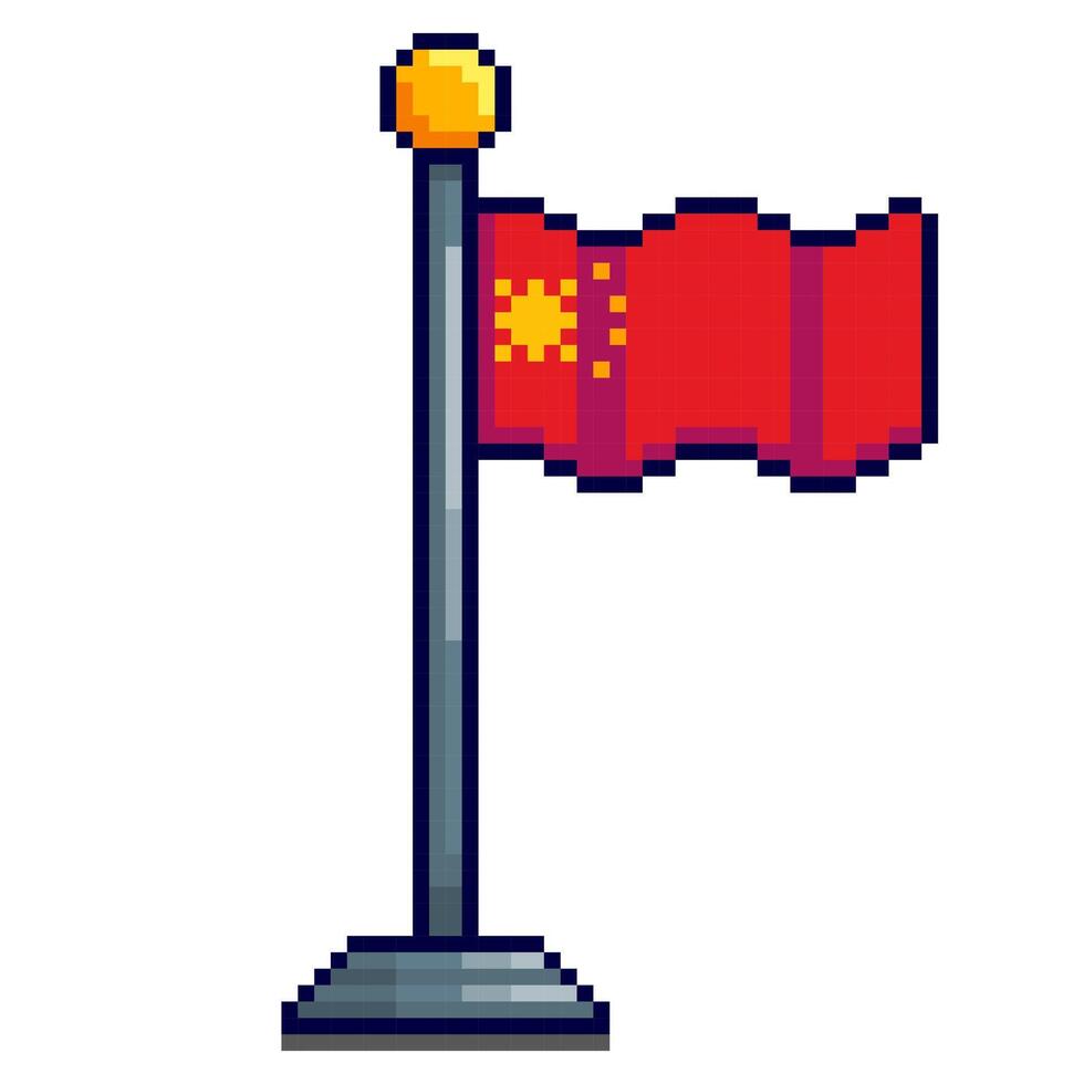 Pixel art China Flag game asset design vector