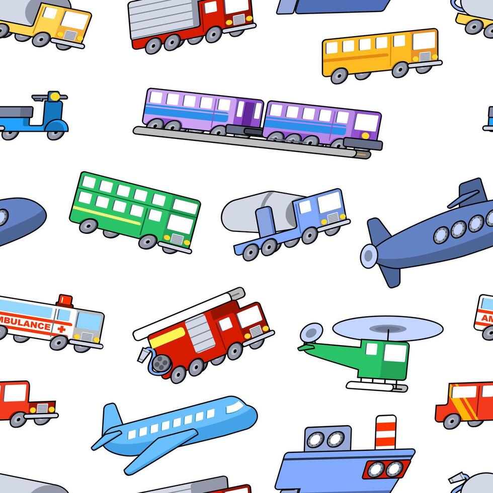 Transport Mode Flat Skew Seamless Pattern vector
