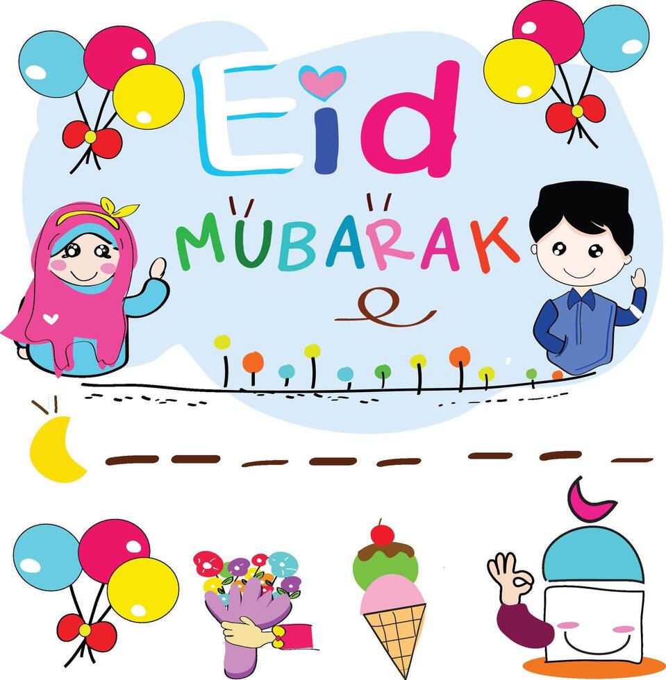 Eid muslim happy vector