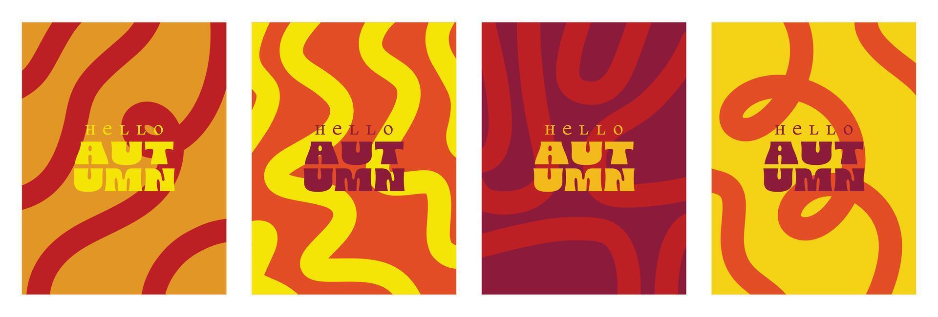 Hello Autumn Abstract Poster. yellow, orange, red colours. Templates for celebration, ads, branding, banner, cover, label, poster, sales vector