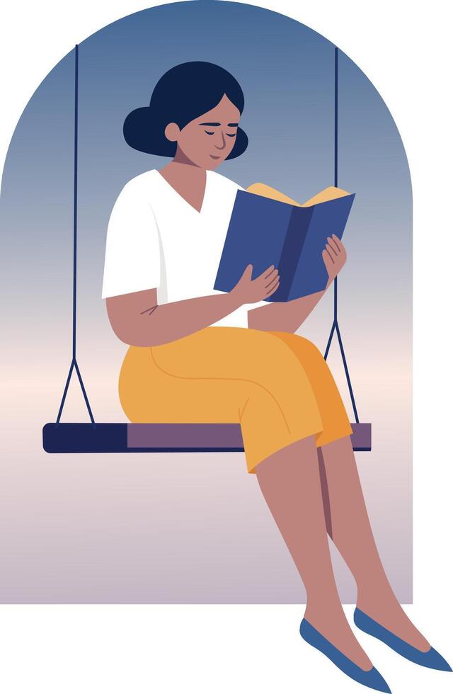 Flat style illustration showing a character doing swing reading vector