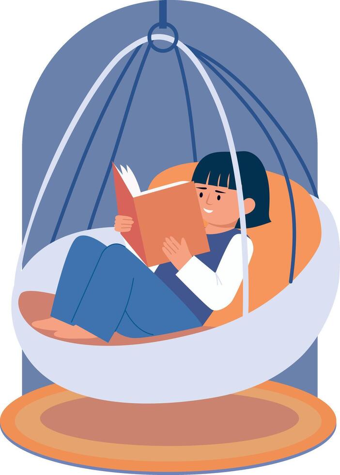 Flat style illustration showing a child enjoying storytime moment vector