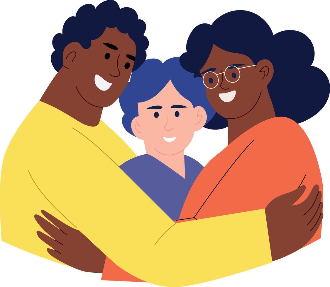 A flat style illustration showing love of adoptive family vector