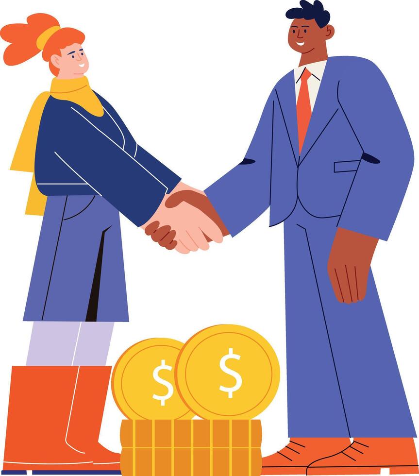Flat style illustration showing group discussing pay equity vector