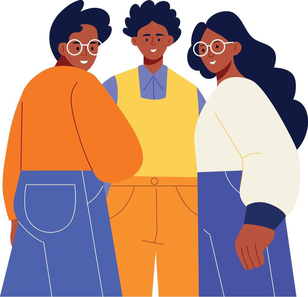A flat style illustration showing a happy friends group vector