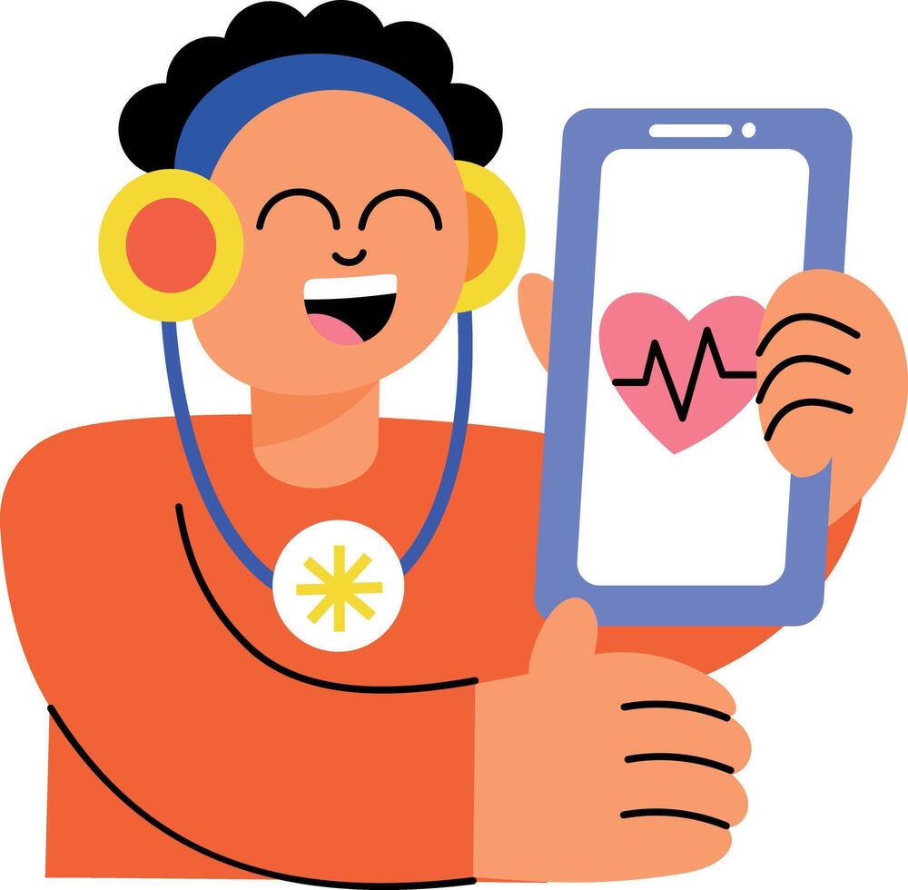 Flat style illustration showing a character using a health tracker vector