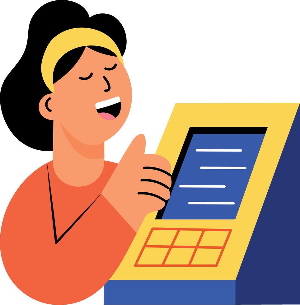 A flat style illustration showing a person with running terminal vector