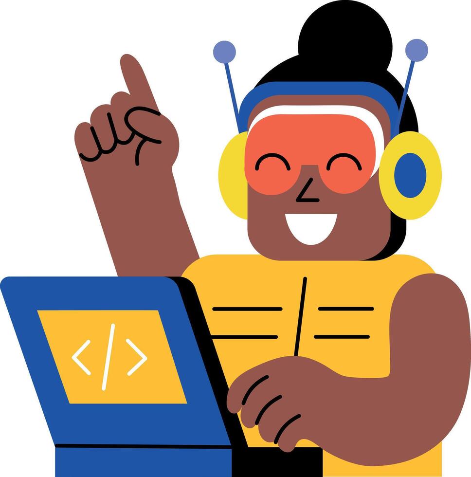 Flat style illustration showing user performing software testing vector