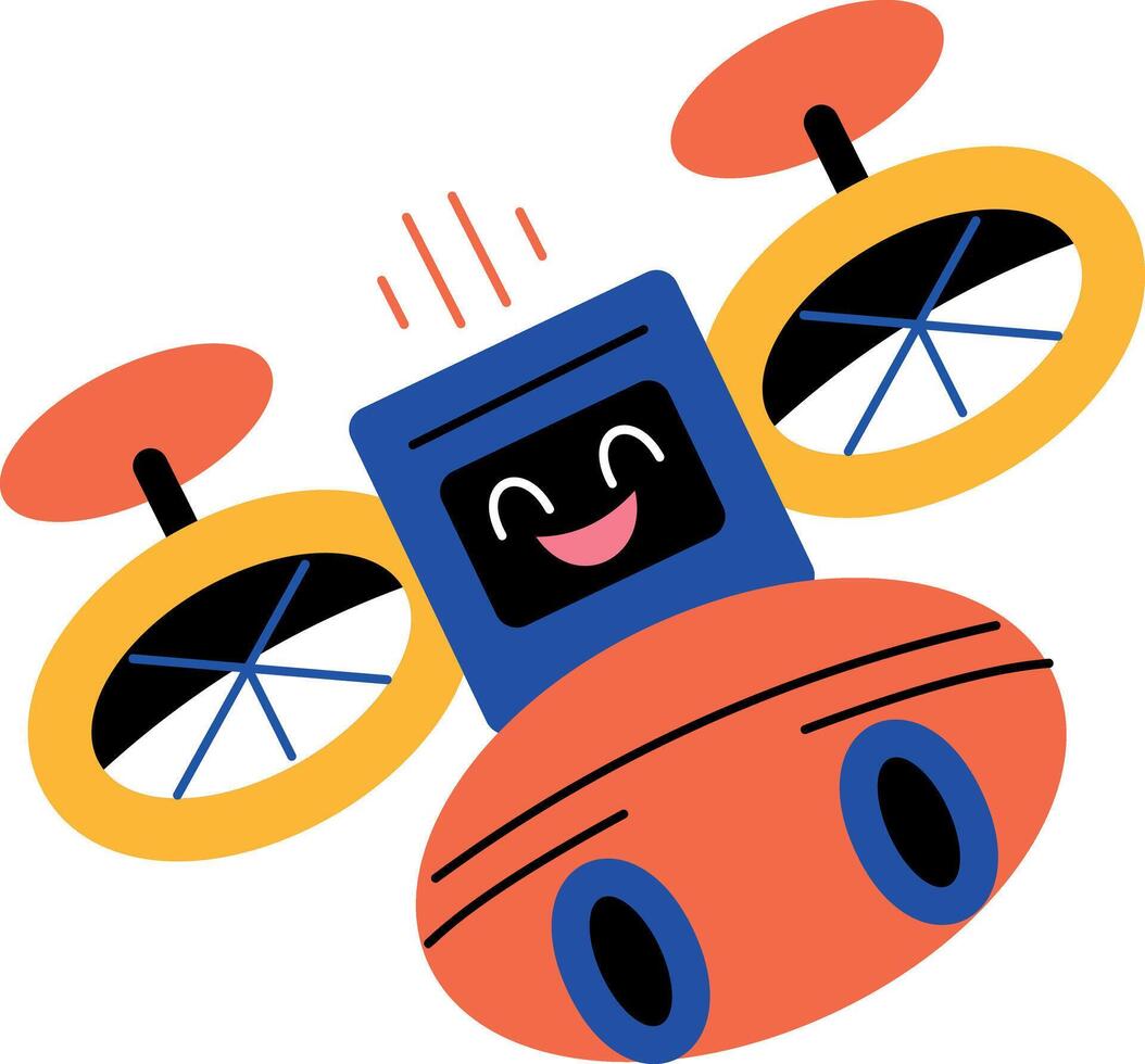 A flat style illustration showing autonomous drone vector