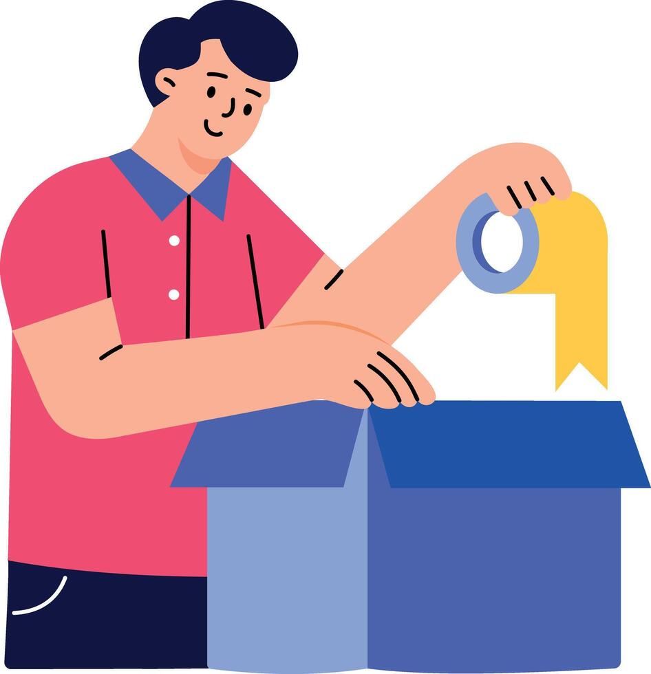A flat style illustration showing packaging process vector