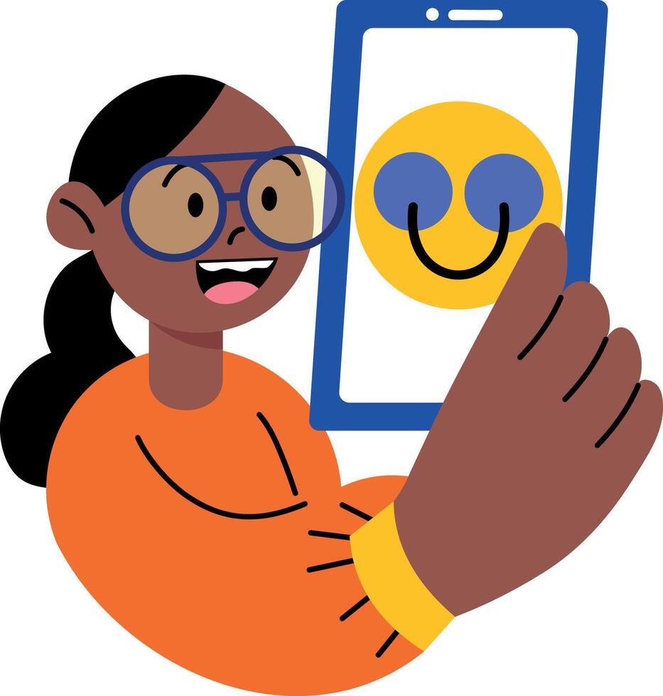 A flat style illustration showing a person doing emotion detection vector