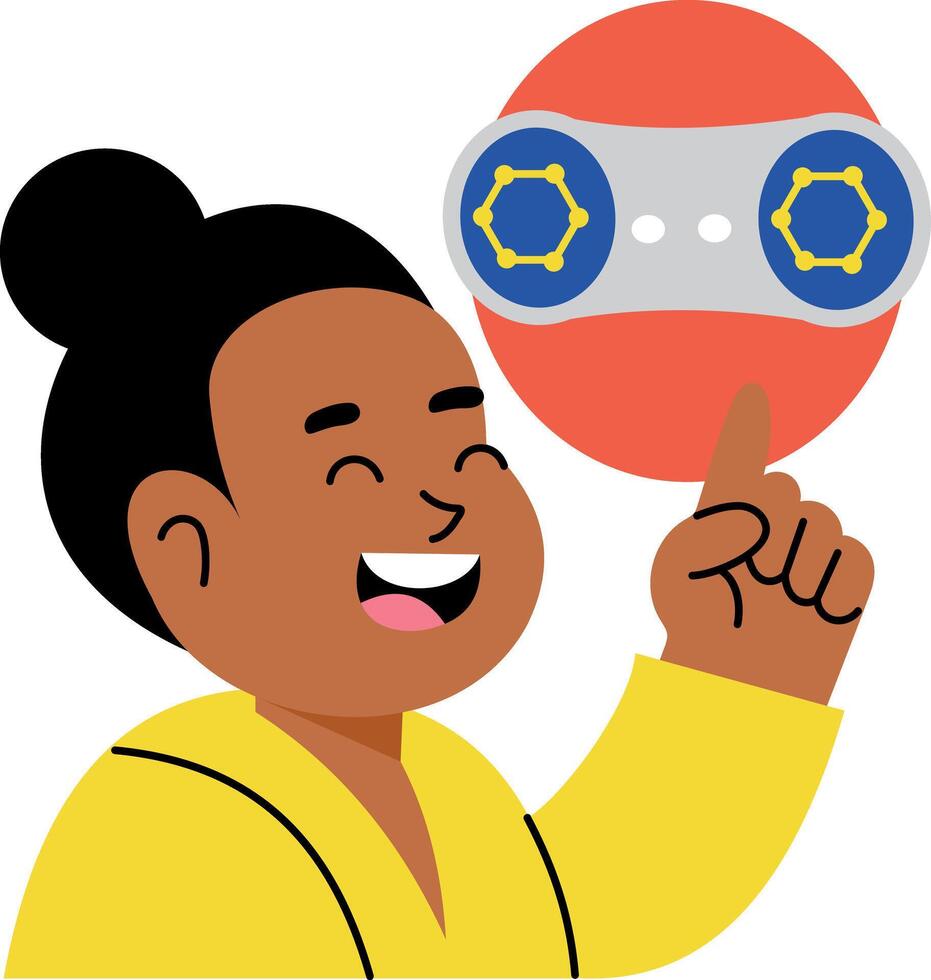 A flat style illustration showing ai interaction vector