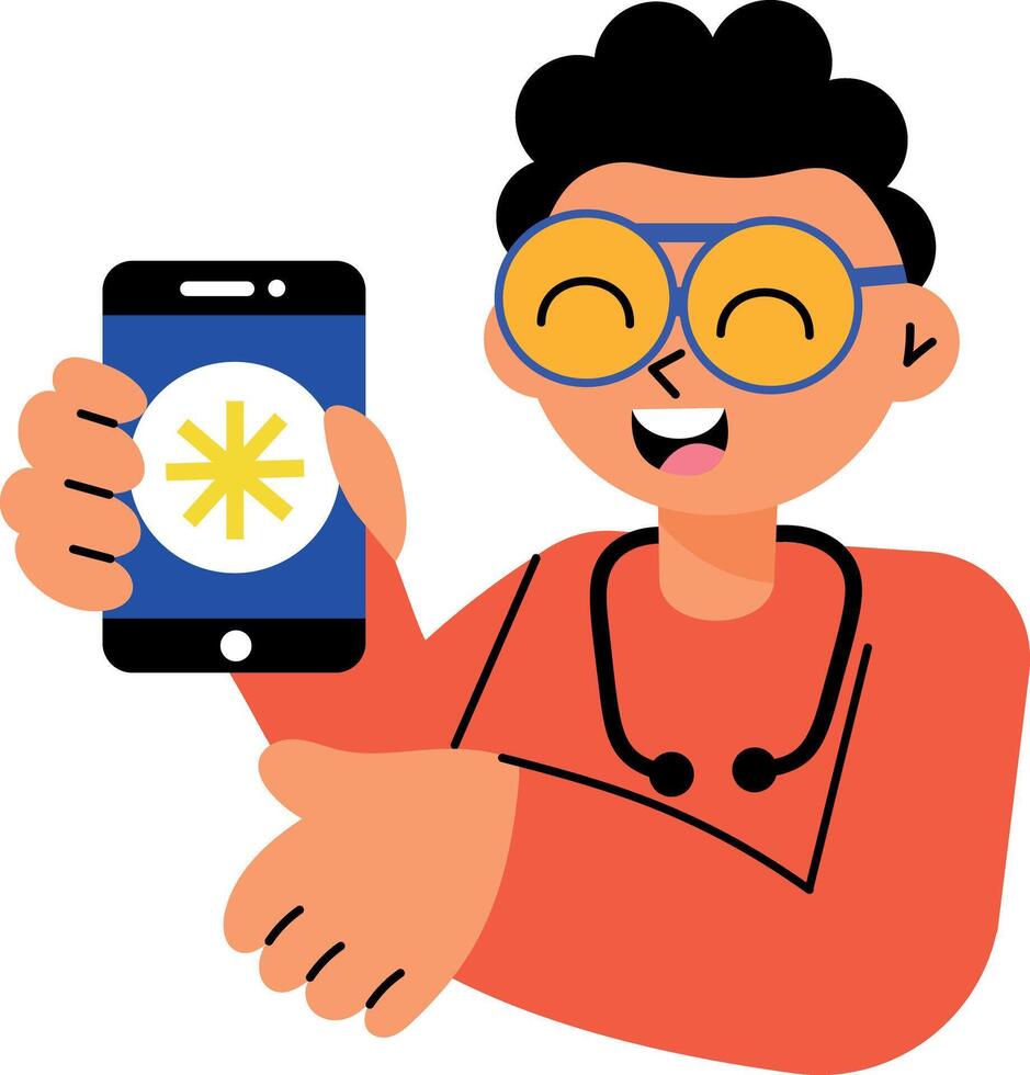 Flat style illustration showing an ai doctor service vector