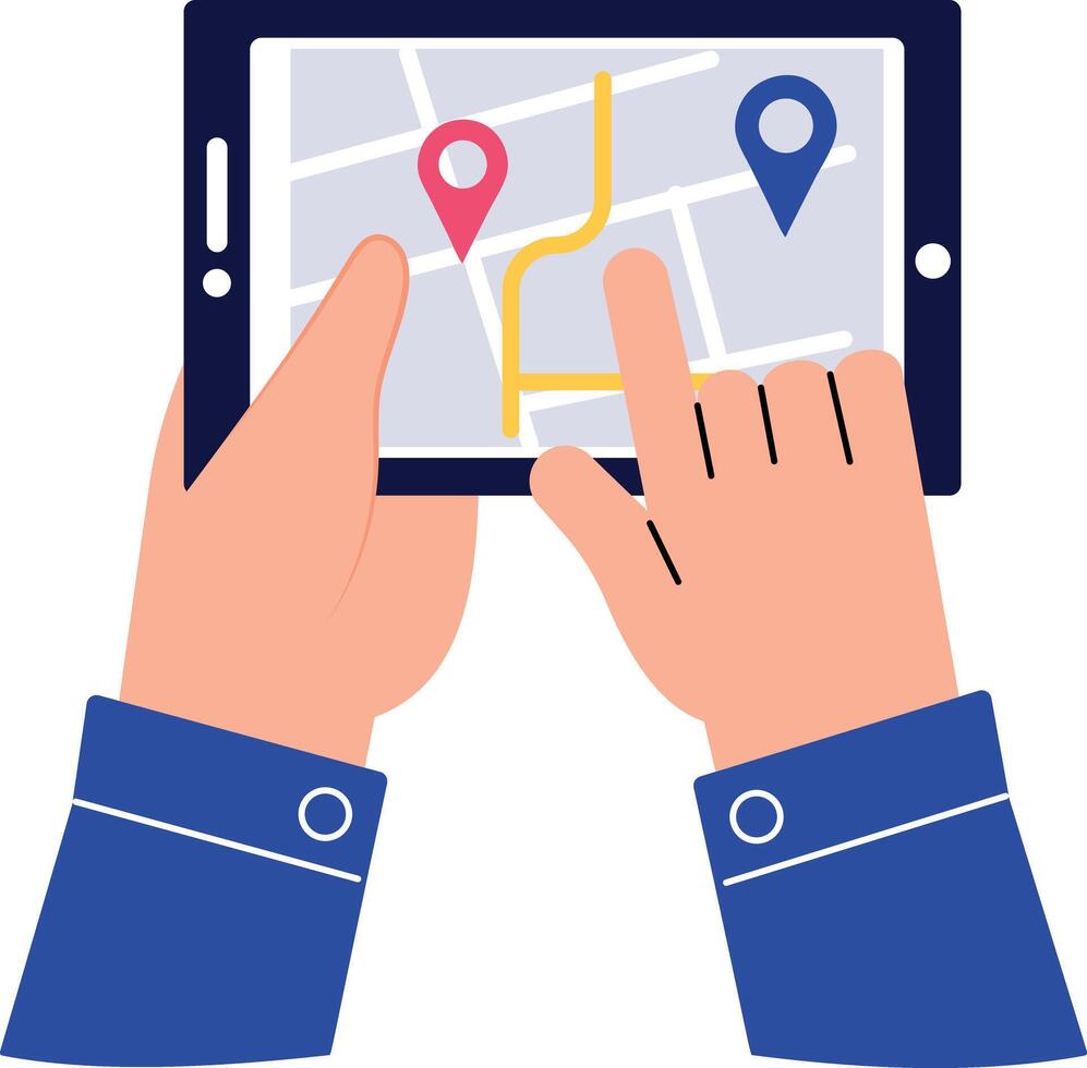 Flat style illustration showing tracking app open on mobile vector