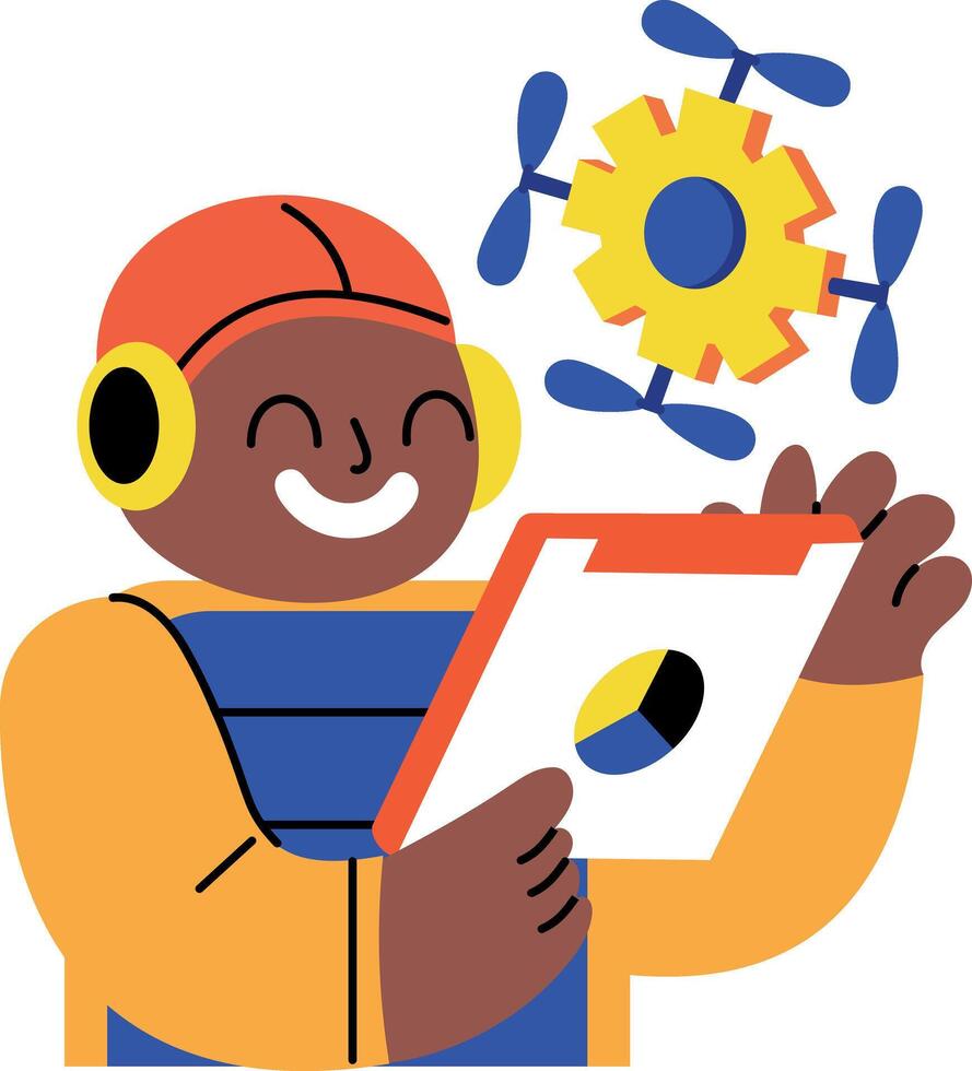 A flat style illustration showing ai technician vector