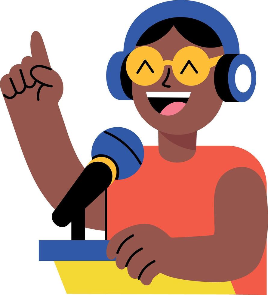 Flat style illustration showing a singing character vector