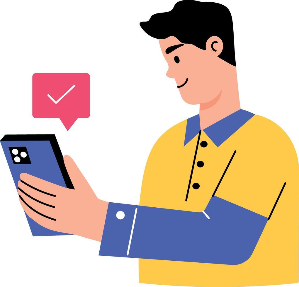 A flat style illustration showing a person doing order confirmation vector