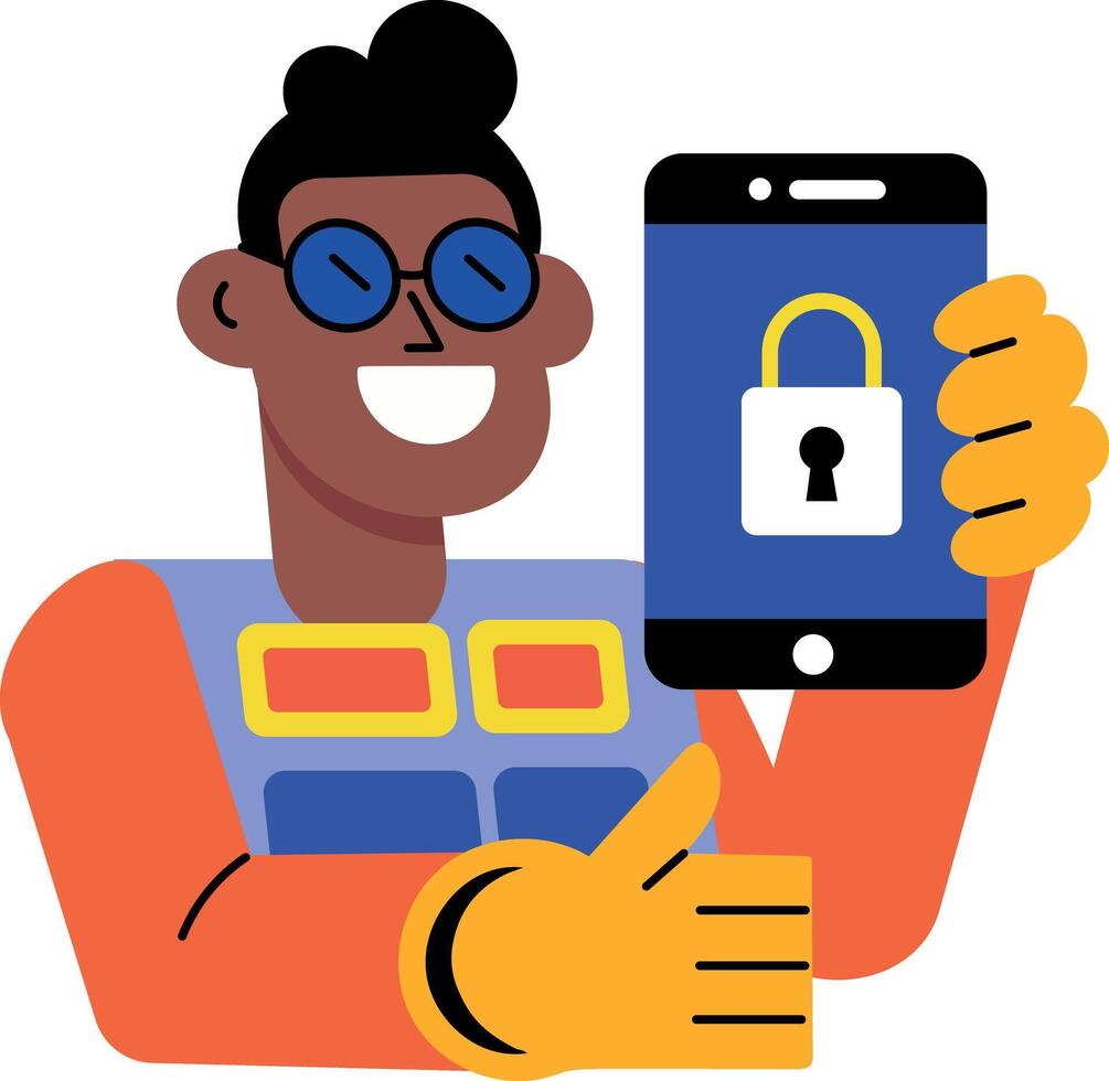 Flat style illustration showing a character encrypting data files vector