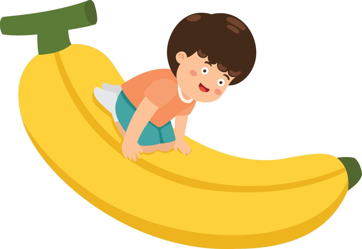 kid boy with banana Slider vector