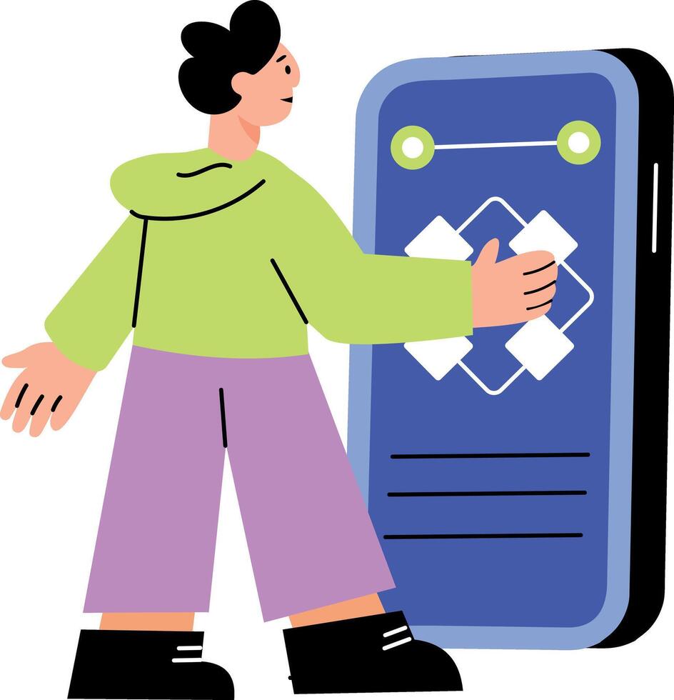 Flat style illustration showing login screen for digital access vector