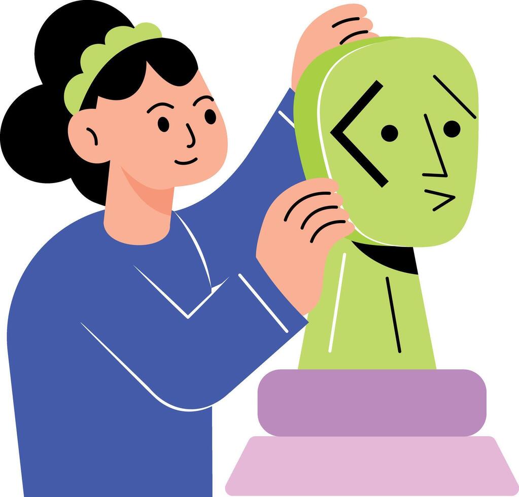 Flat style illustration showing a character making a robot face vector