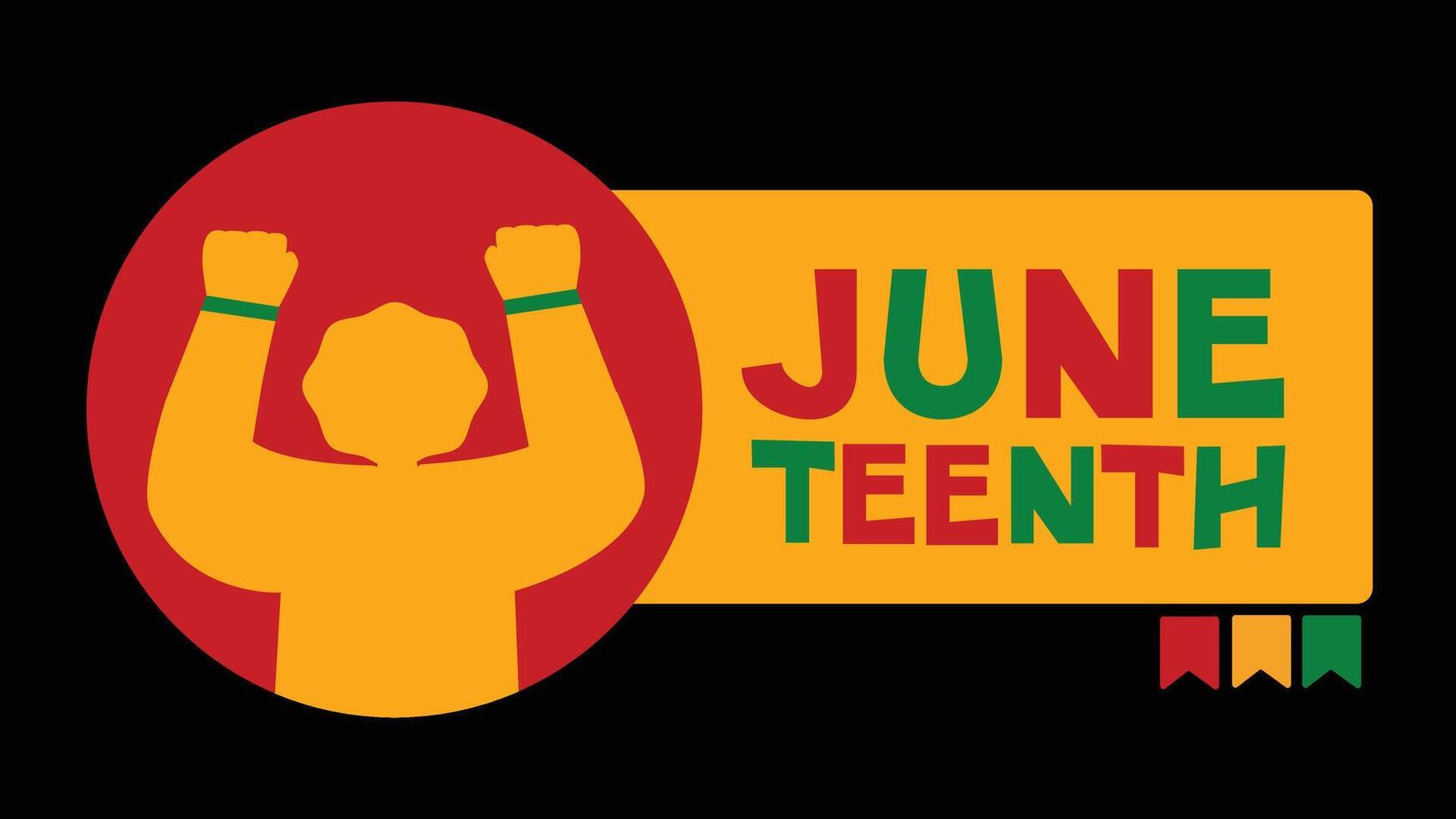 Juneteenth graphic with figure and banners vector