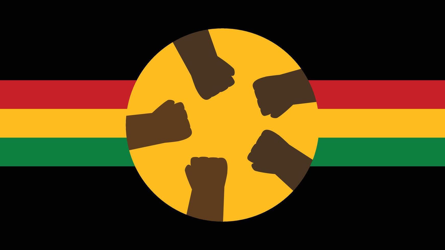 Pan African flag design with fists vector