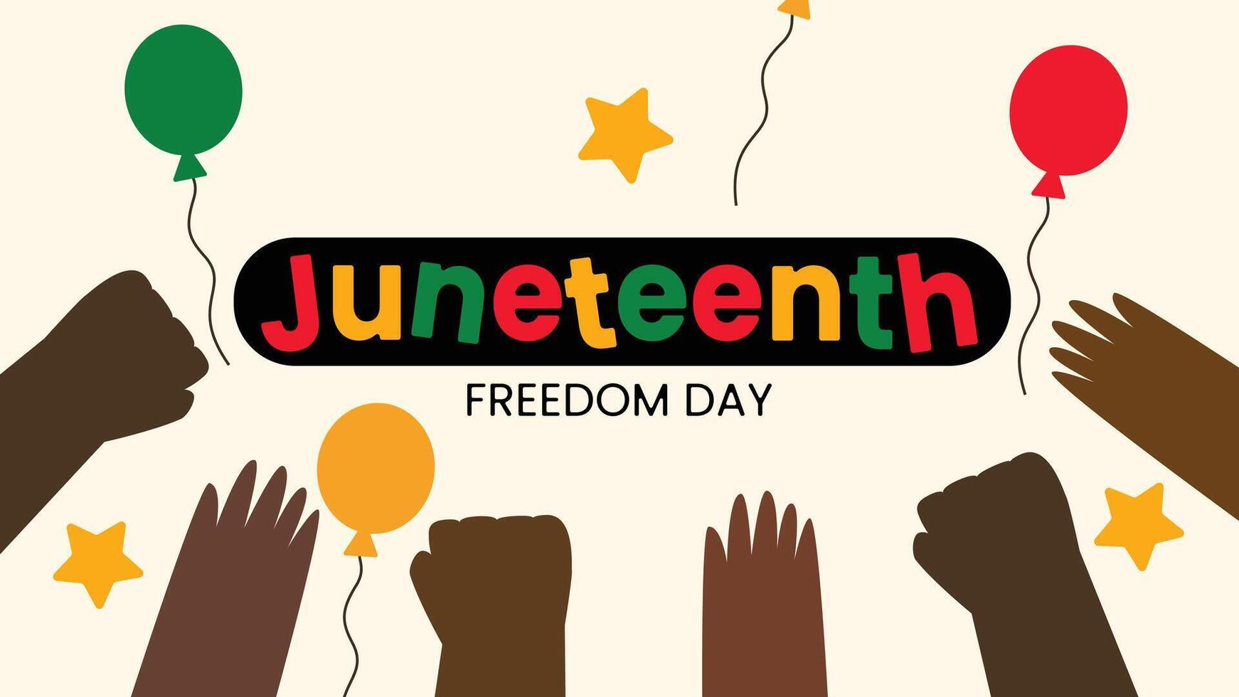 Juneteenth celebration with hands and balloons vector