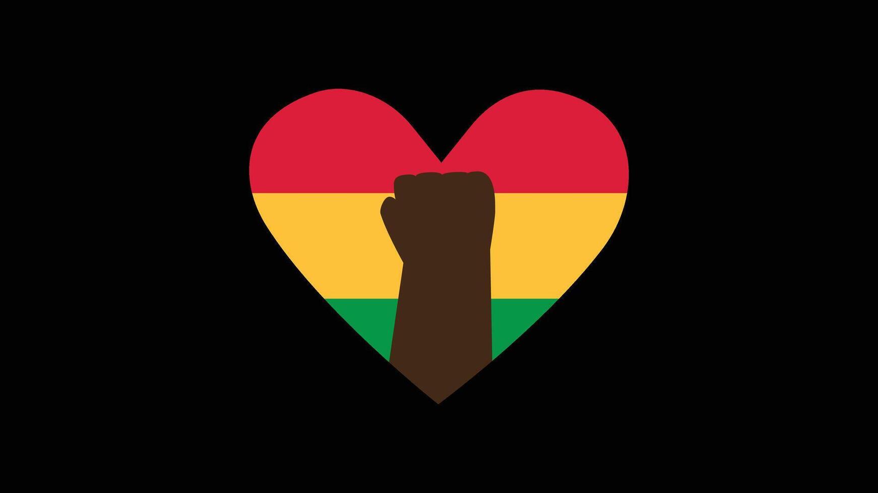 Heart with fist in Pan African colors vector
