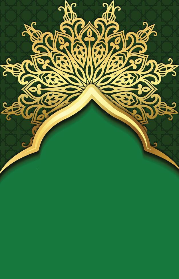 Luxury green background with golden ornament and place for your text vector