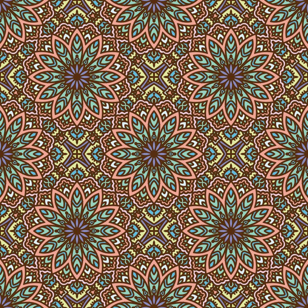 Seamless Ethnic Mandala Pattern for Fabric vector