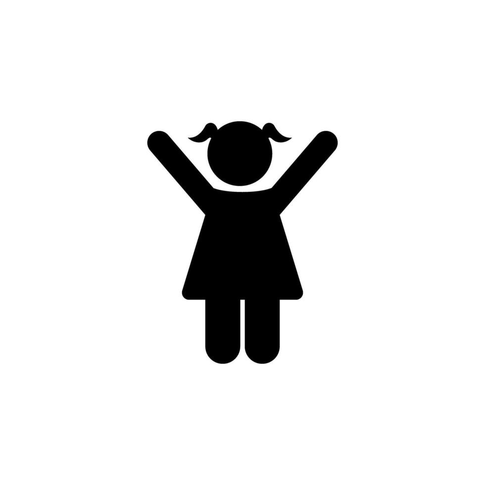 black baby girl icon, white background, eps 10 vector
