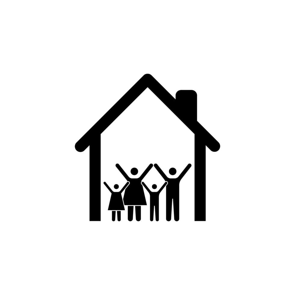 Happy family icon at home. isolated flat illustration. vector