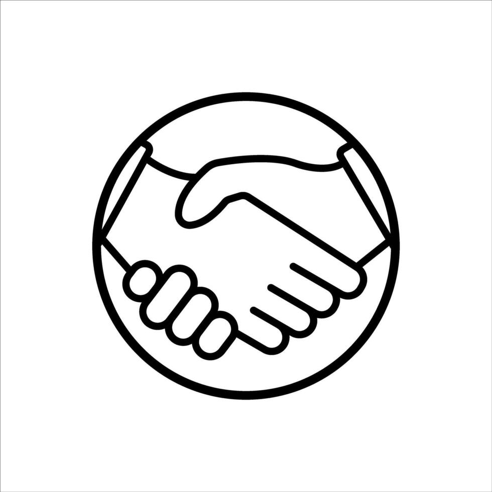 Business handshake contract agreement line art icon, for apps and websites vector