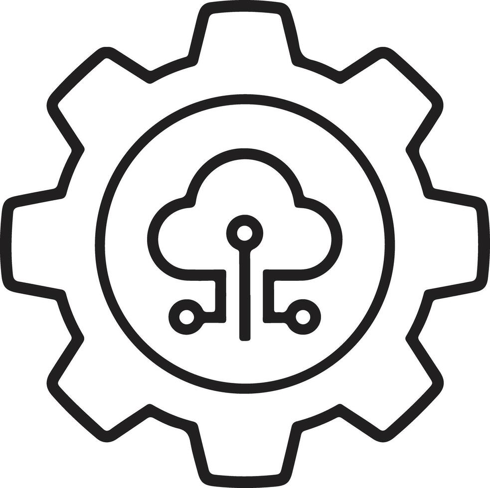 Glowing Cloud Computing Icon Tech Gear Network Symbol in Gradient Style vector