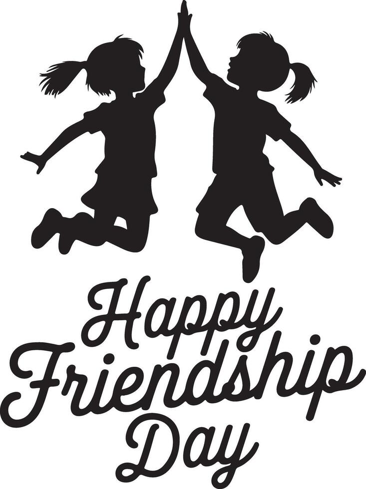 Happy Kids High Five Silhouette for Friendship Day vector