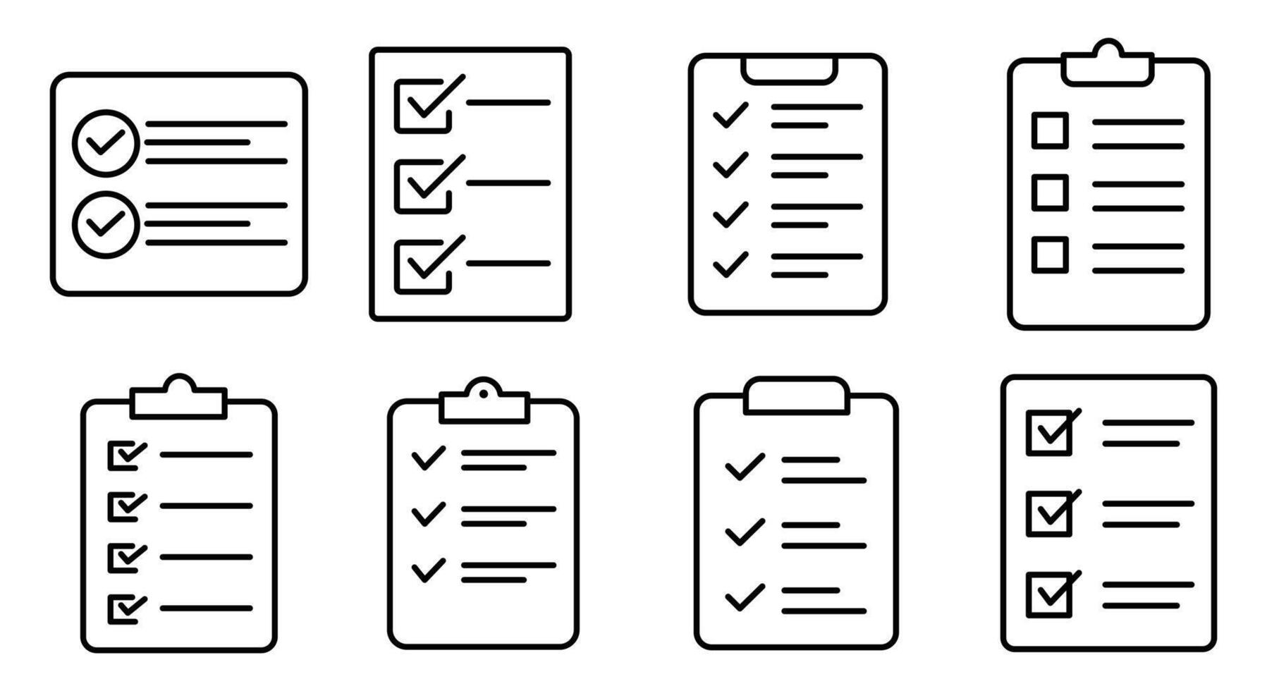 Collection of checklist line icon on white background. clipboard, to do list, task list, project management line icon vector