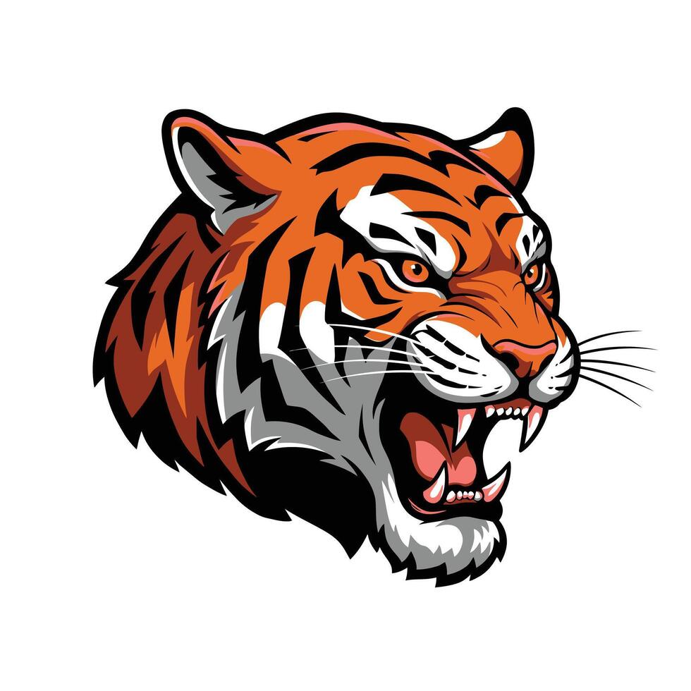 Angry tiger head logo design vector