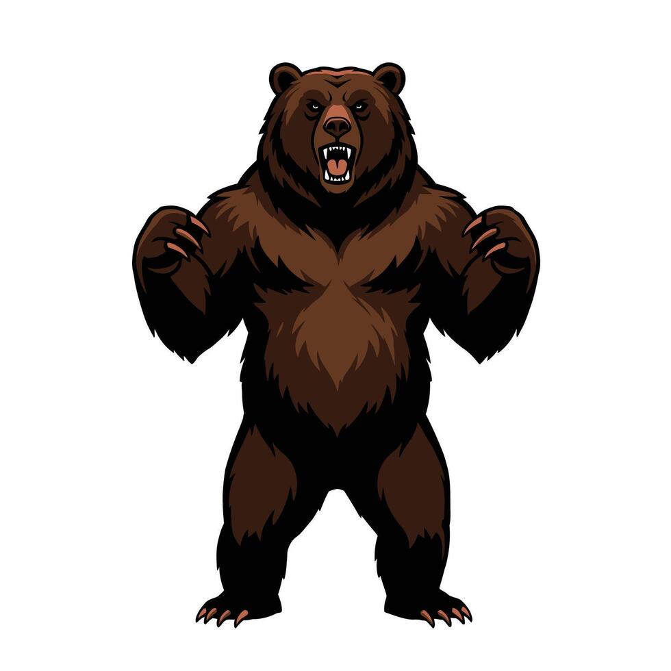 Cartoon bear standing logo design vector