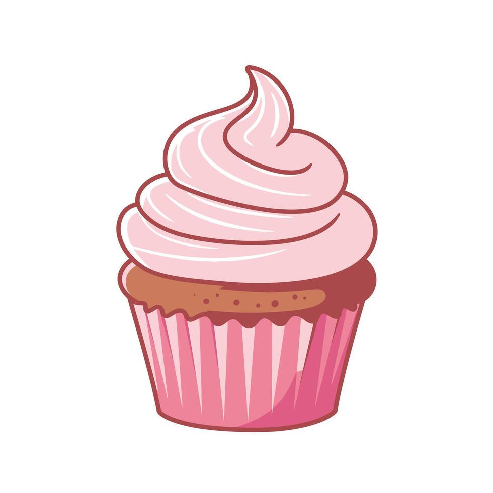 Cupcake with pink frosting logo design vector
