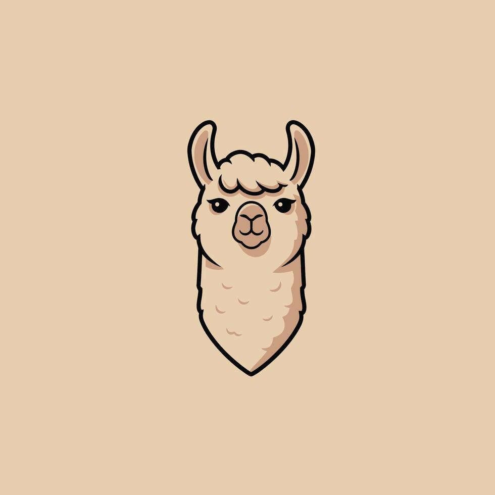Llama head logo design on a beige background vector