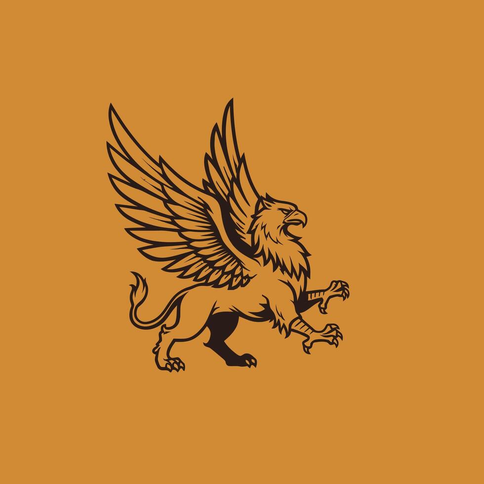 Griffin logo design on a brown background vector