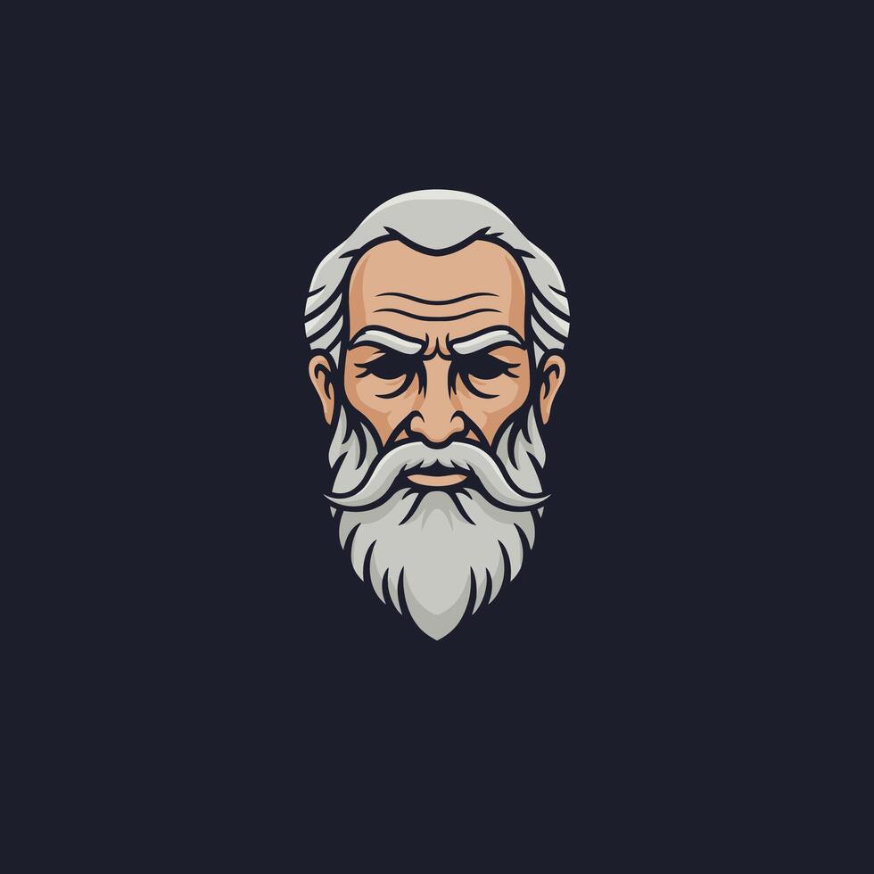Old man with a beard and mustache logo design vector