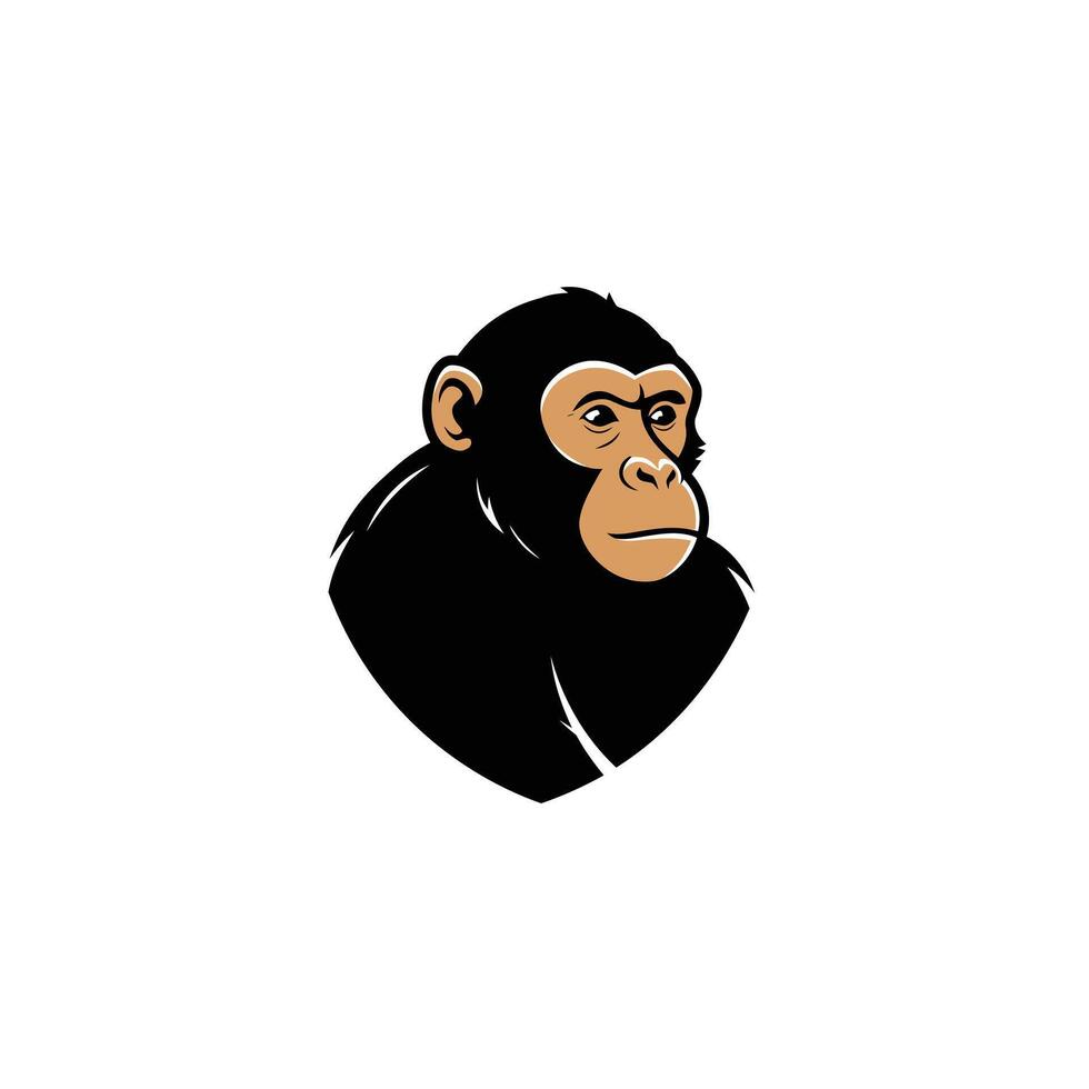 Monkey head logo design on a white background vector