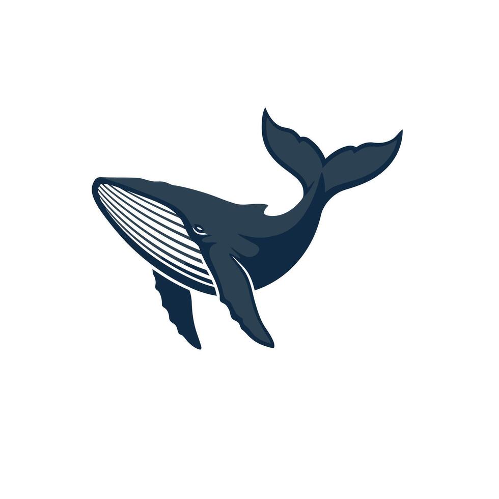 Whale logo design in blue and white vector