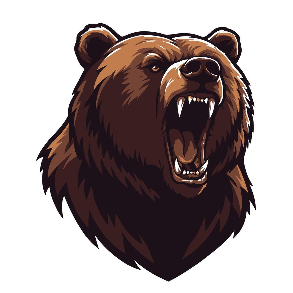 Grizzly bear head logo design vector