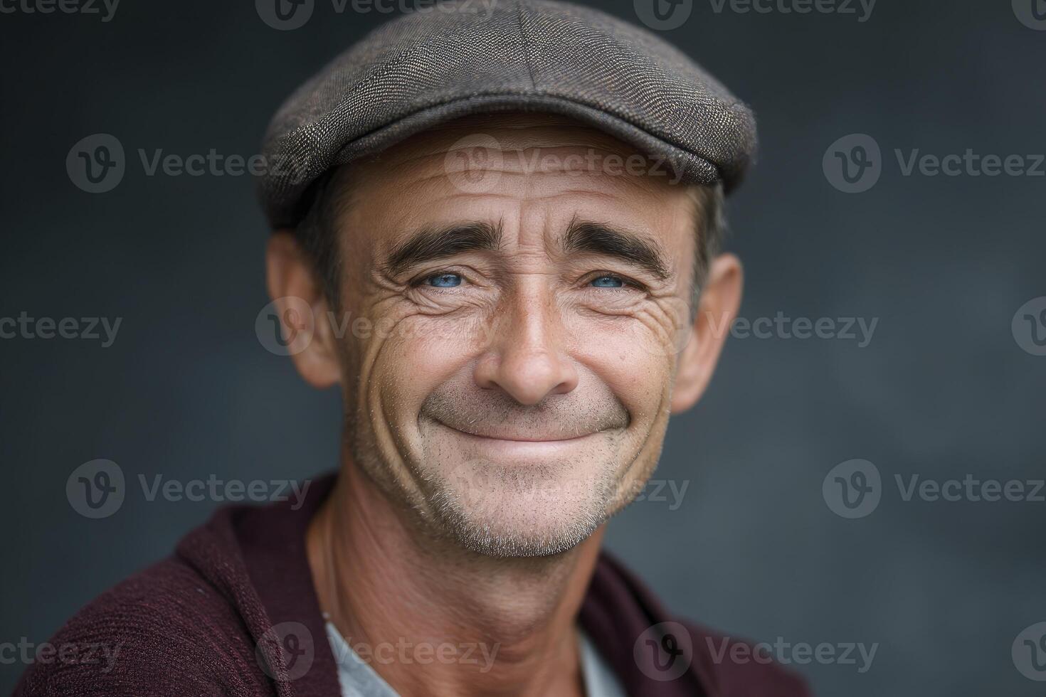 A man with a cap on smiling photo